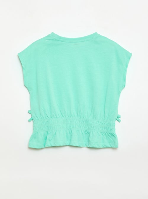 T-shirt avec empiècement smocks et nœuds à la taille - Kiabi