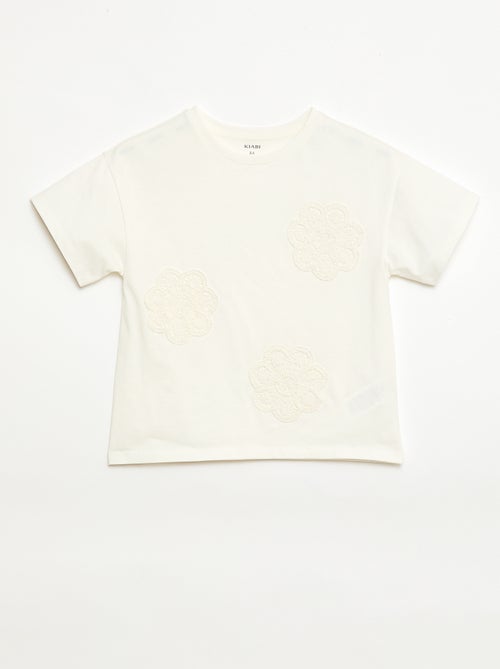 T-shirt avec fleurs en macramé - Kiabi