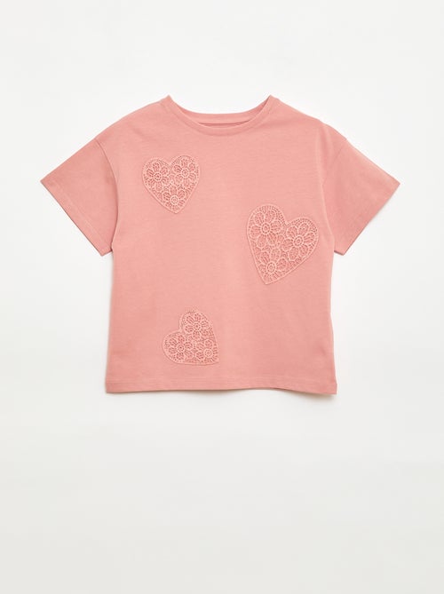 T-shirt avec fleurs en macramé - Kiabi
