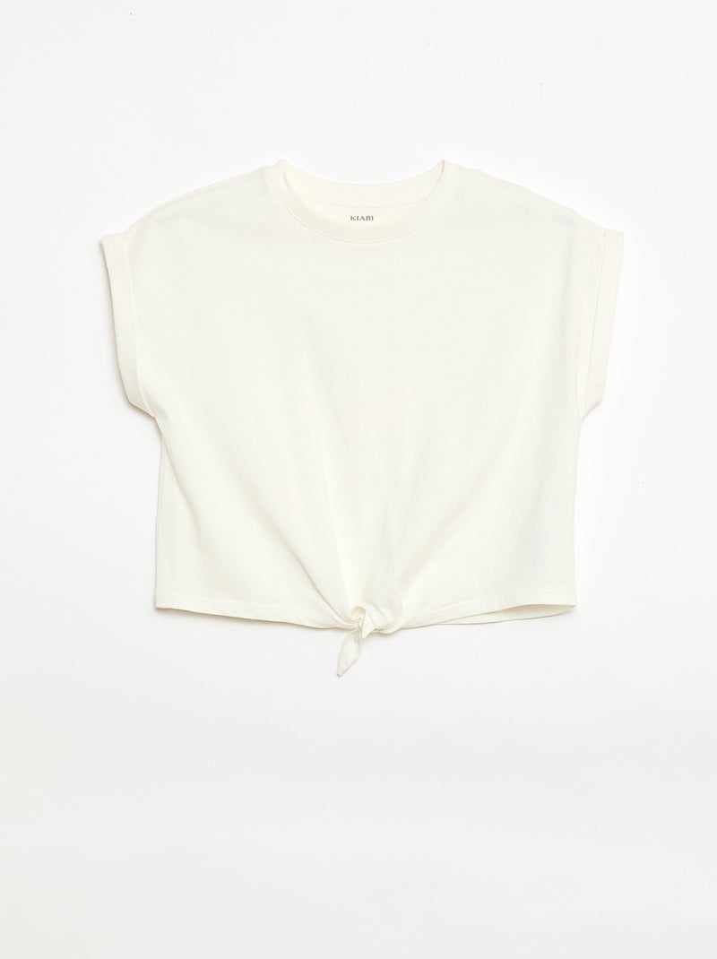 T-shirt avec nœud à la taille Blanc - Kiabi