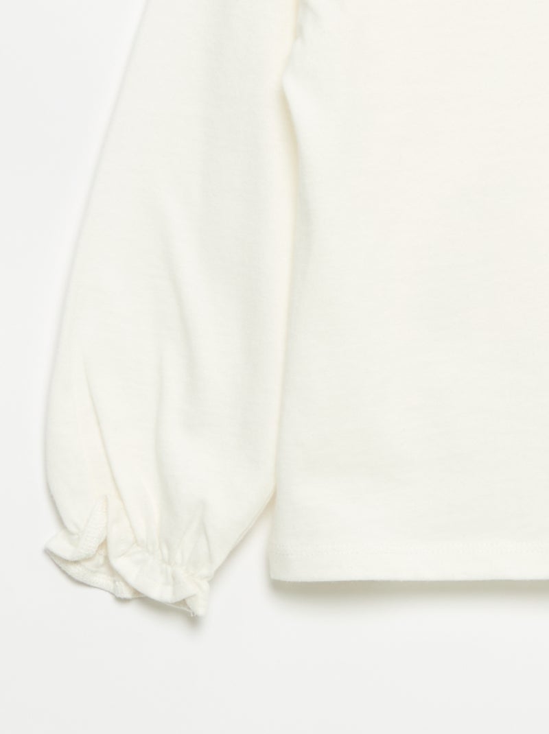 T-shirt avec nœuds décoratifs manches longues Blanc - Kiabi