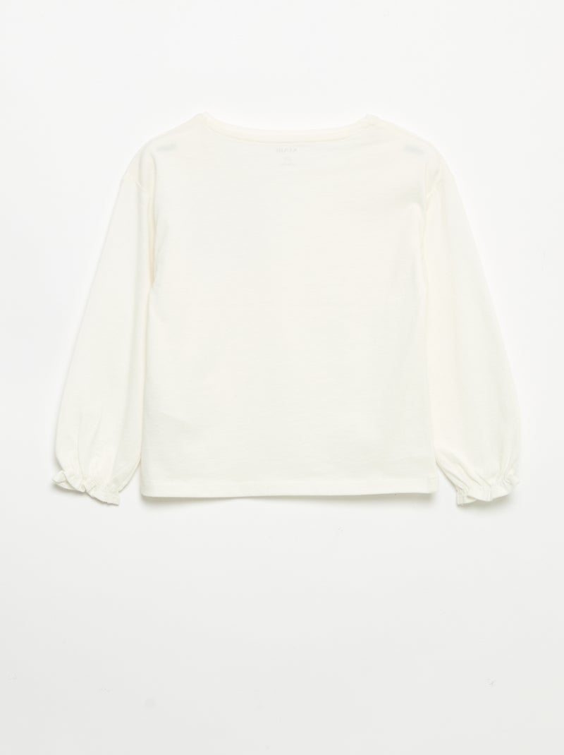 T-shirt avec nœuds décoratifs manches longues Blanc - Kiabi