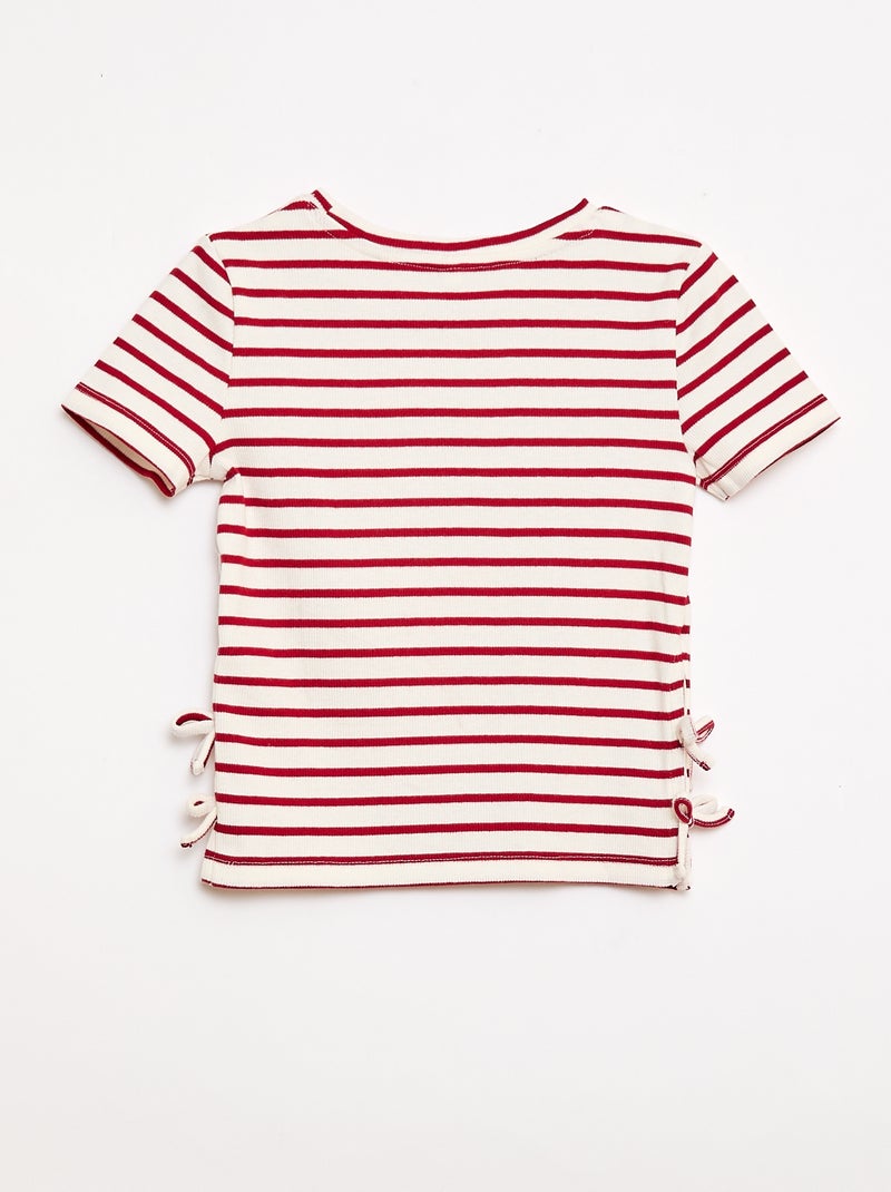 T-shirt avec nœuds fantaisie Rouge - Kiabi