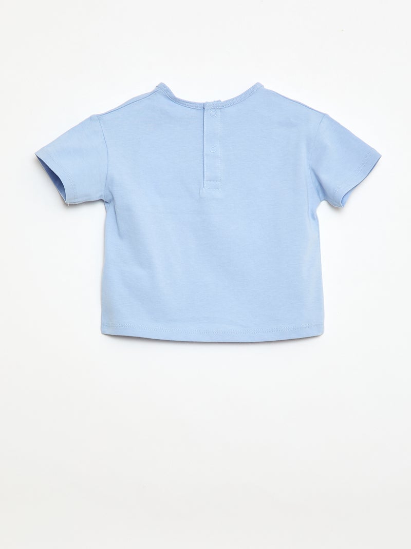 T-shirt avec poche fantaisie et broderie Bleu - Kiabi