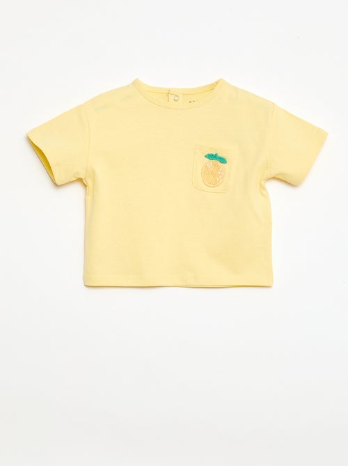 T-shirt avec poche fantaisie et broderie - Kiabi
