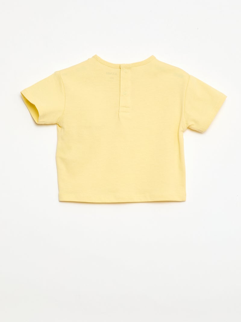 T-shirt avec poche fantaisie et broderie Jaune - Kiabi