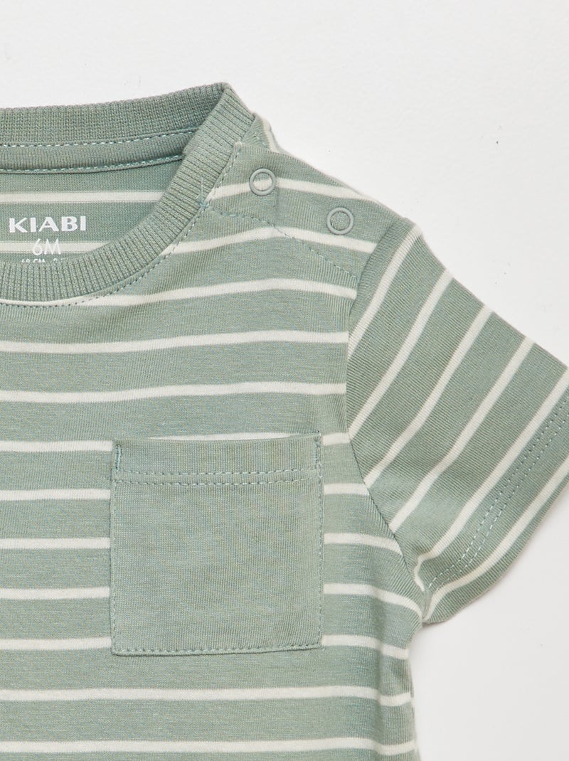 T-shirt avec poche poitrine VERT - Kiabi