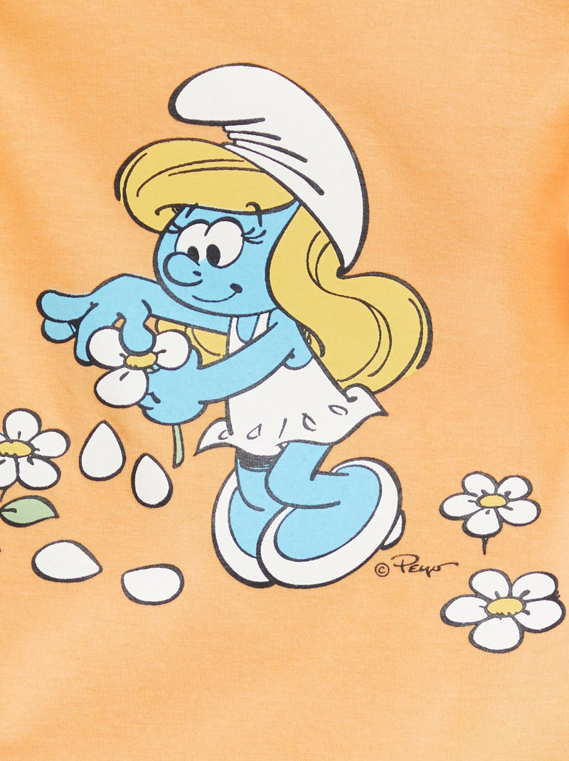 T-shirt avec volants 'Les Schtroumpfs' ORANGE - Kiabi