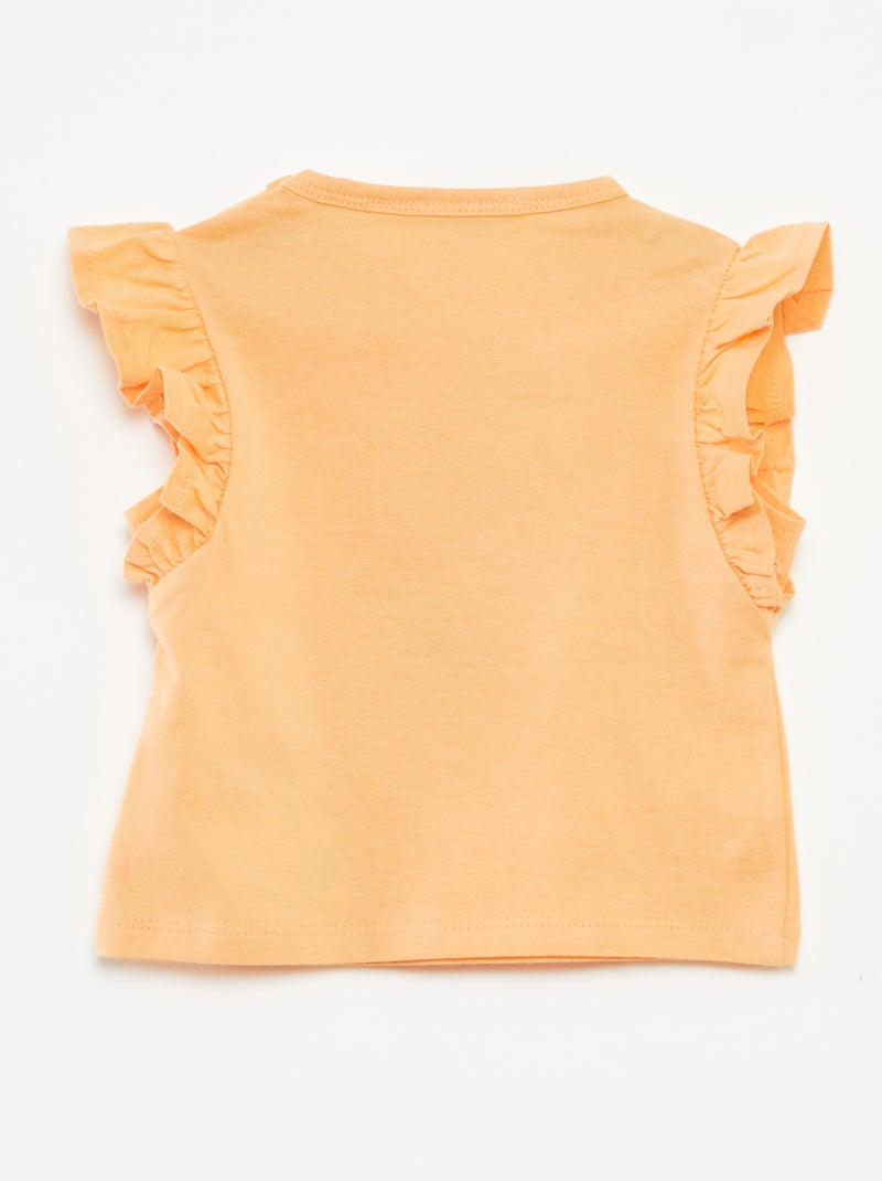 T-shirt avec volants 'Les Schtroumpfs' ORANGE - Kiabi