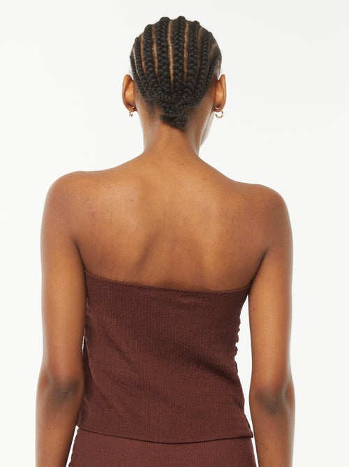 T-shirt bandeau uni en matière crêpée - Kiabi