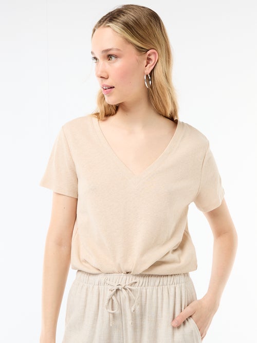 T-shirt basic a maniche corte con scollo a V - Kiabi