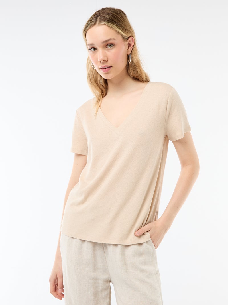 T-shirt basic a maniche corte con scollo a V Bianco - Kiabi