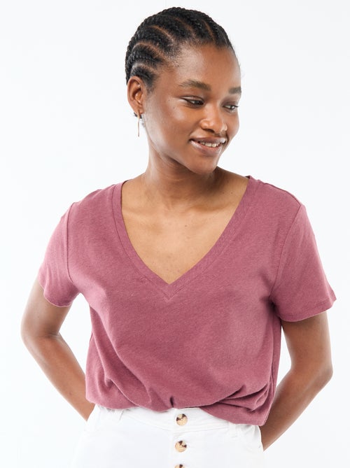 T-shirt basic a maniche corte con scollo a V - Kiabi