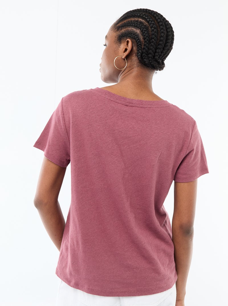T-shirt basic a maniche corte con scollo a V Rosa - Kiabi