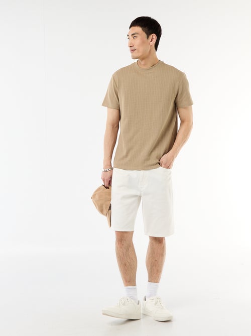 T-shirt basic a maniche corte in maglia operata - Kiabi