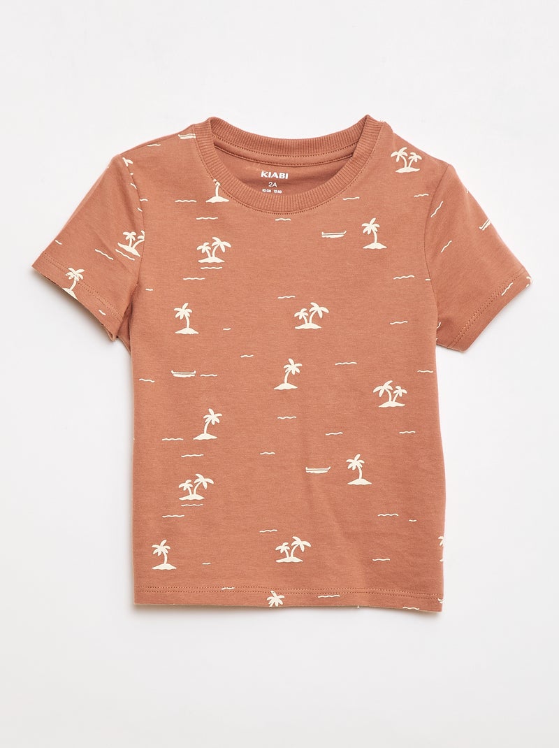 T-shirt basic in jersey di cotone Marrone - Kiabi