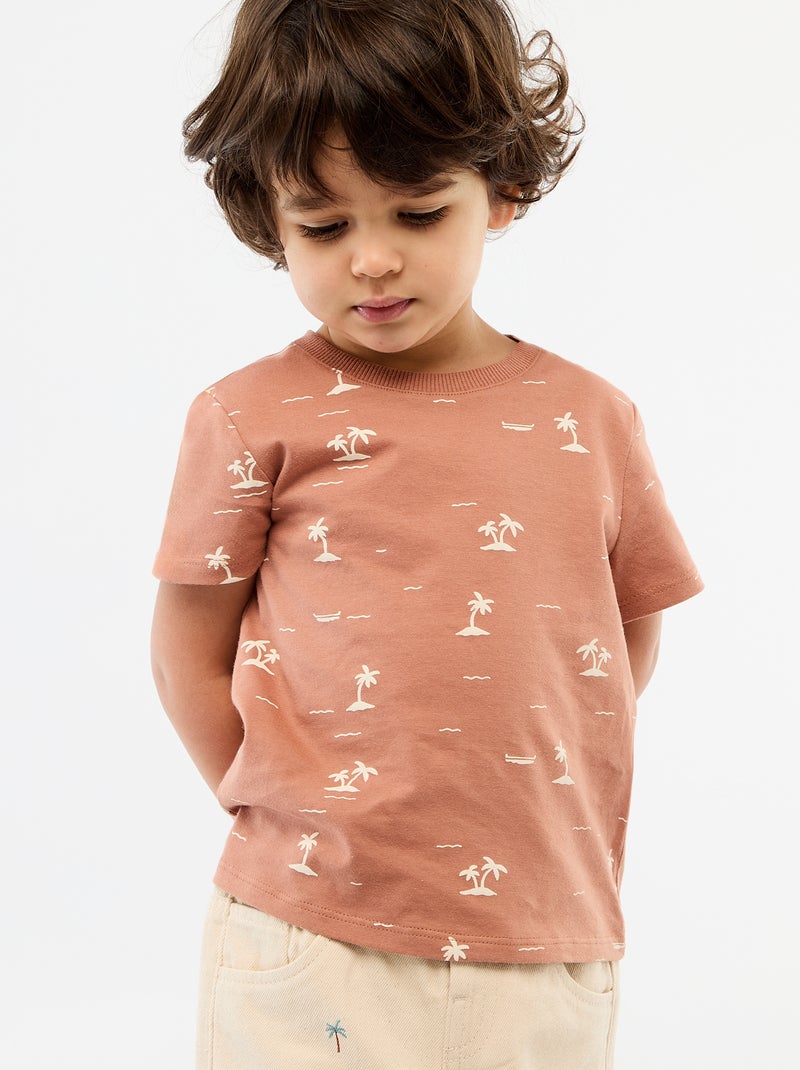 T-shirt basic in jersey di cotone Marrone - Kiabi