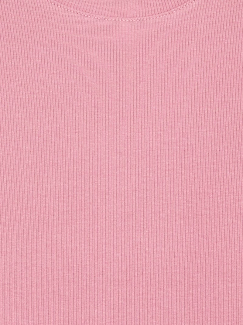 T-shirt basica a costine Rosa - Kiabi