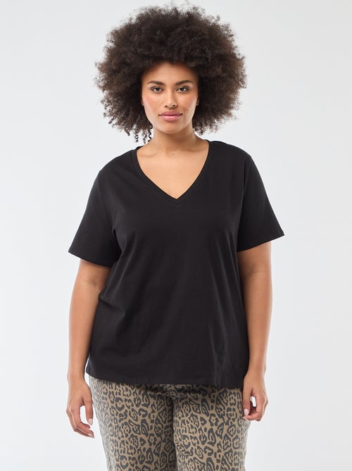 T-shirt basico a maniche corte e scollo a V - Kiabi T-shirt basico a maniche corte e scollo a V - Kiabi