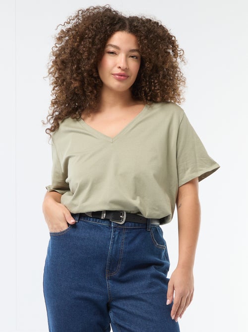 T-shirt basico a maniche corte e scollo a V - Kiabi T-shirt basico a maniche corte e scollo a V - Kiabi