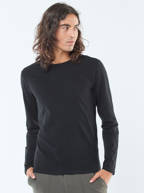 T-shirt basico a maniche lunghe e girocollo - Kiabi