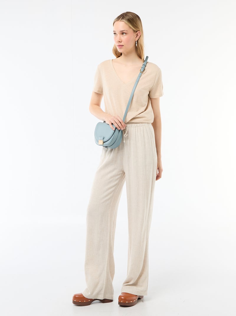 T-shirt basique à manches courtes col V Blanc - Kiabi