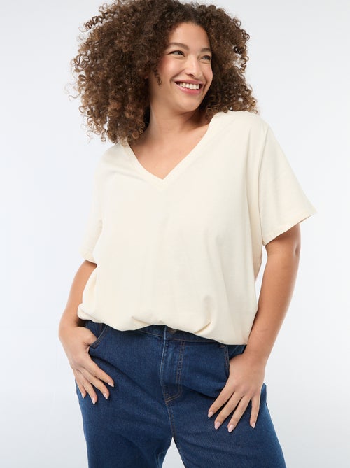 T-shirt basique à manches courtes et col V - Kiabi