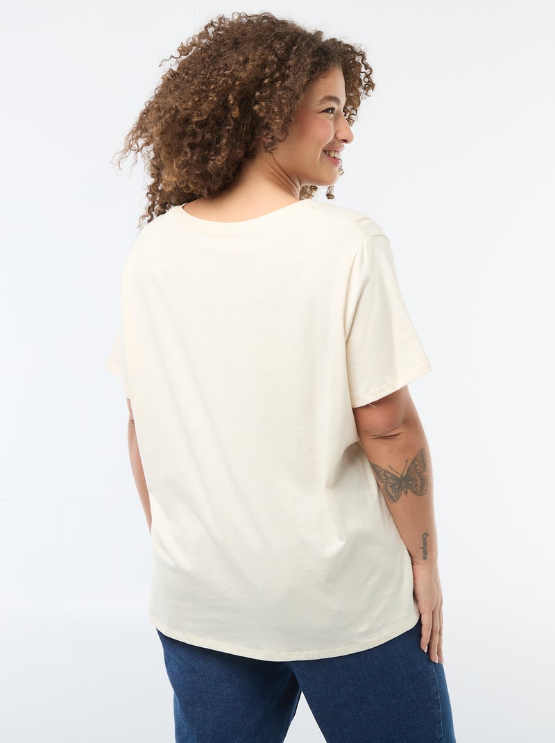 T-shirt basique à manches courtes et col V Blanc - Kiabi