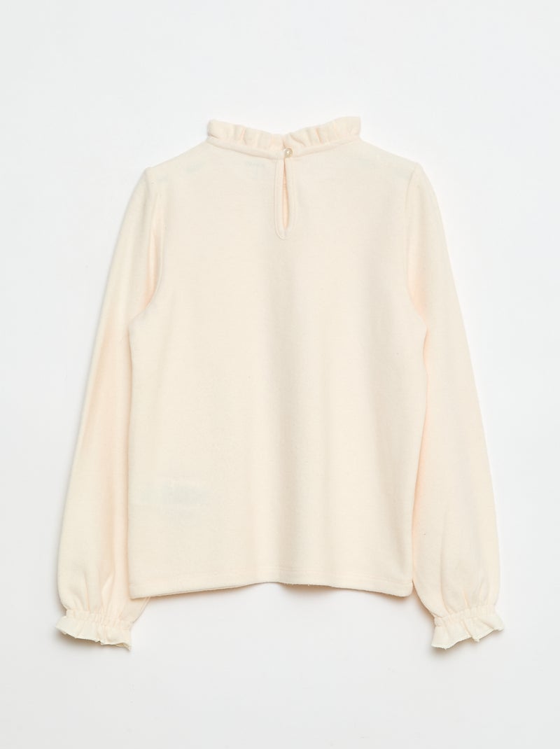 T-shirt col montant côtelé Blanc - Kiabi