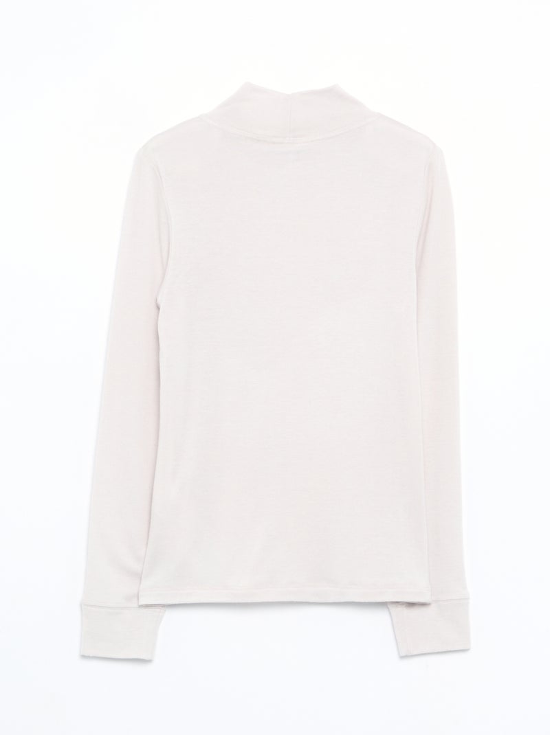 T-shirt col montant laine mélangée Gris - Kiabi