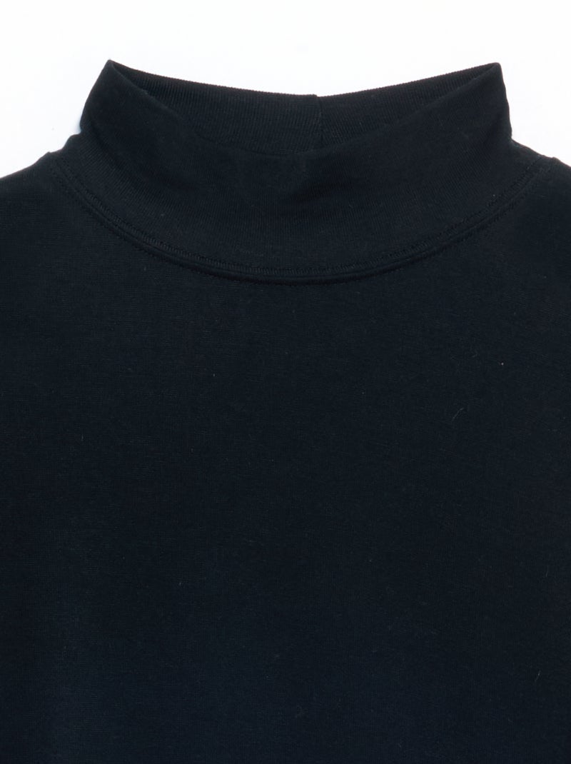 T-shirt col montant laine mélangée Noir - Kiabi