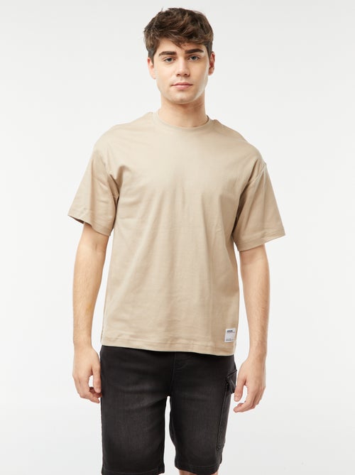 T-shirt col rond en coton - Kiabi