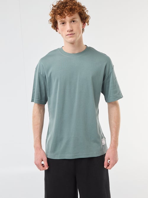 T-shirt col rond en coton - Kiabi
