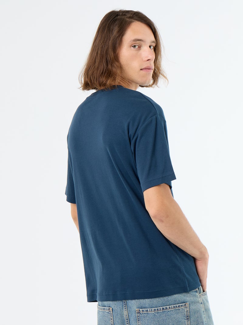 T-shirt col rond en coton Bleu - Kiabi