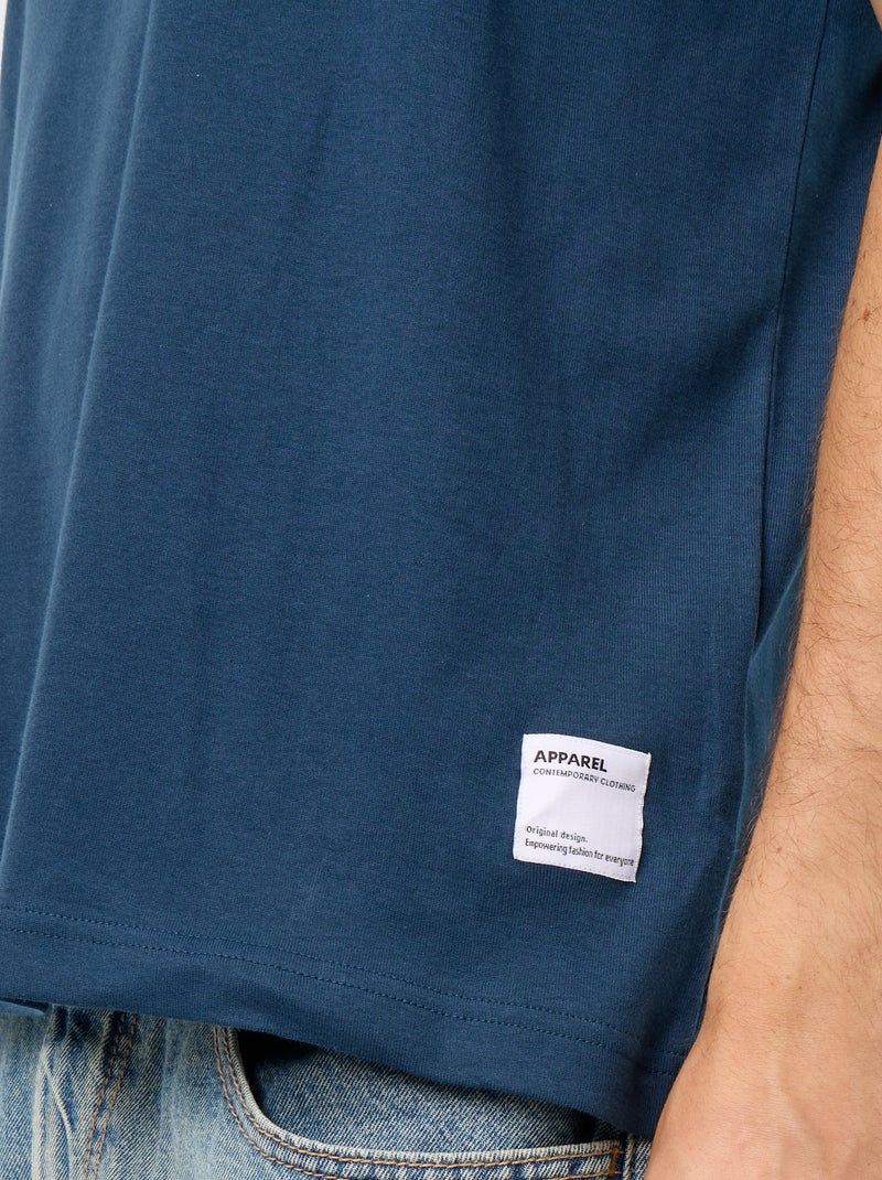 T-shirt col rond en coton Bleu - Kiabi
