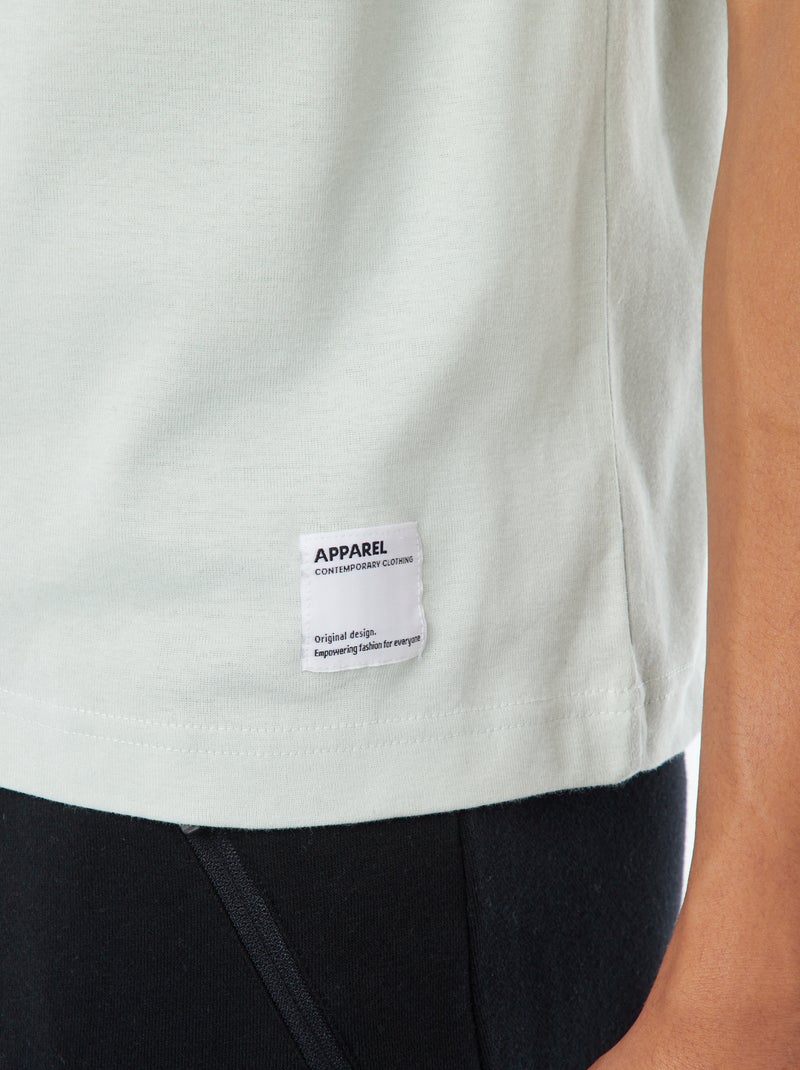 T-shirt col rond en coton Bleu clair - Kiabi