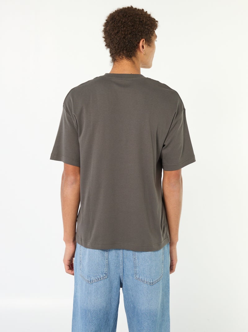 T-shirt col rond en coton Gris - Kiabi