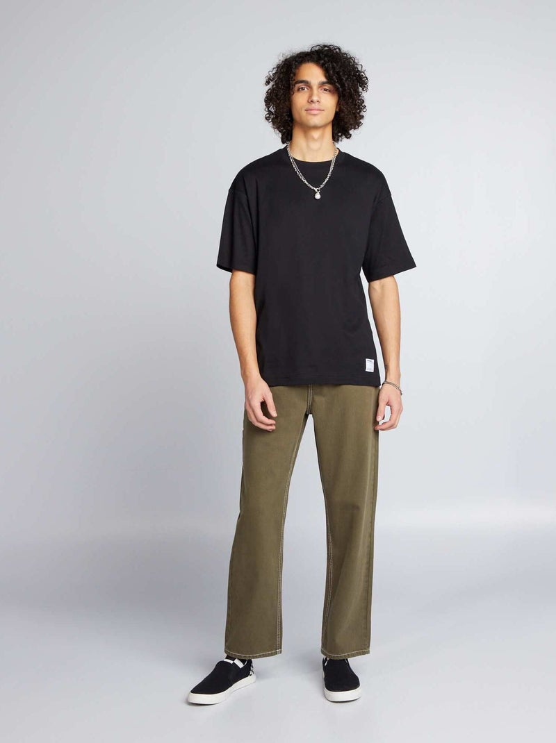T-shirt col rond en coton Noir - Kiabi
