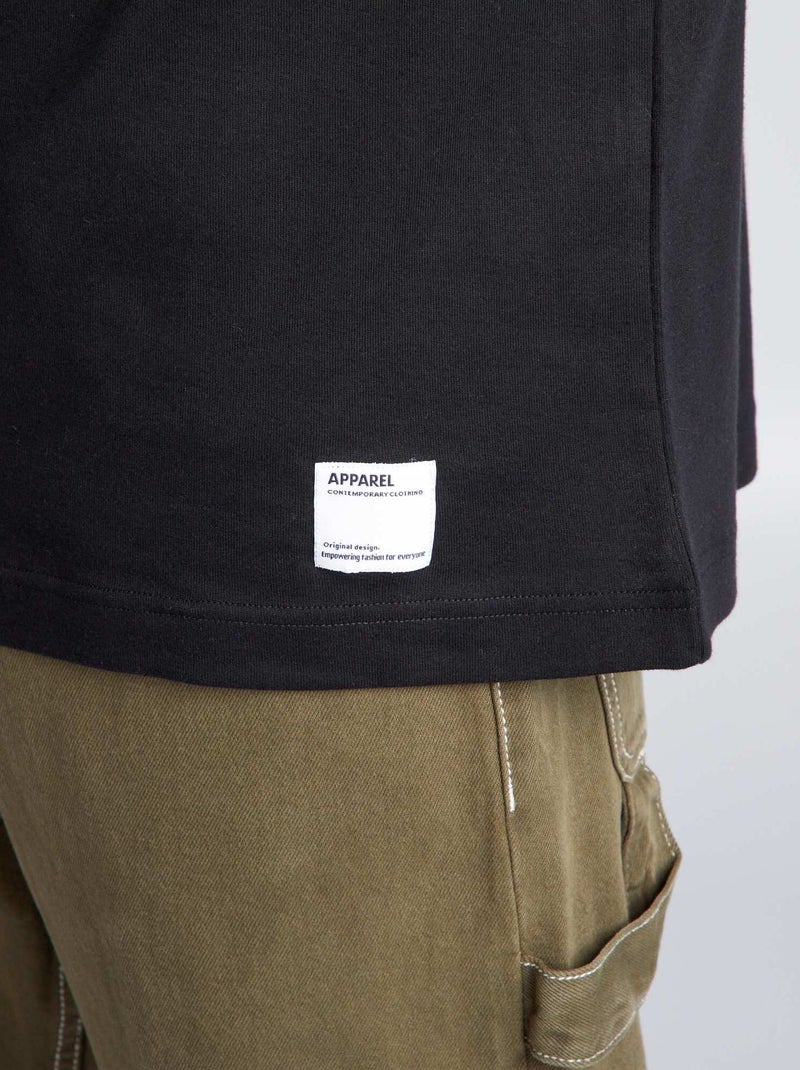 T-shirt col rond en coton Noir - Kiabi
