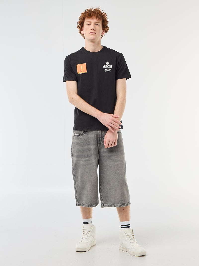 T-shirt col rond imprimé en coton Blanc - Kiabi