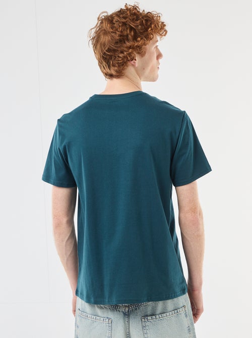 T-shirt col rond imprimé en coton - Kiabi