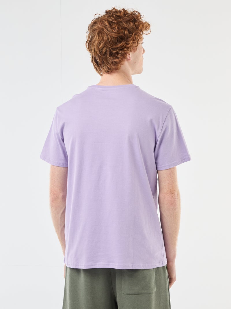 T-shirt col rond imprimé en coton Violet - Kiabi