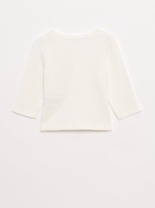 T-shirt col tunisien en maille gaufrée - Kiabi