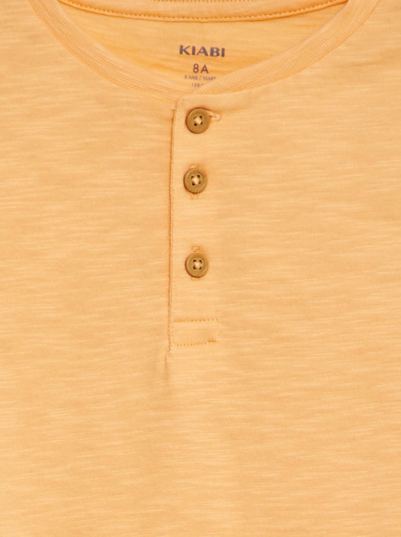 T-shirt col tunisien manches courtes Orange - Kiabi