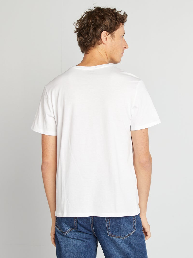 T-shirt col V Blanc - Kiabi