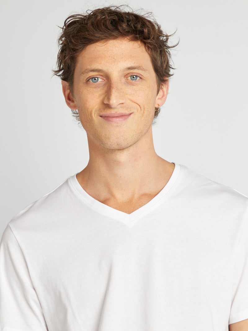 T-shirt col V Blanc - Kiabi