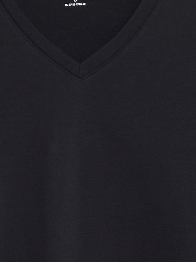 T-shirt col V Noir - Kiabi