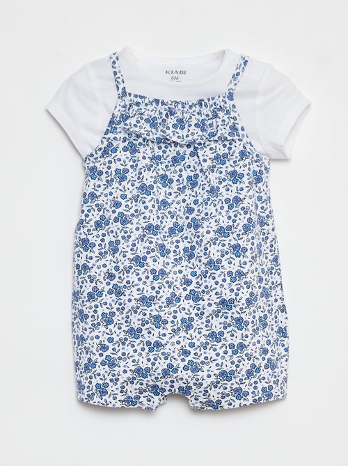 T-shirt + combishort à imprimé fleuri - 2 pièces - Kiabi