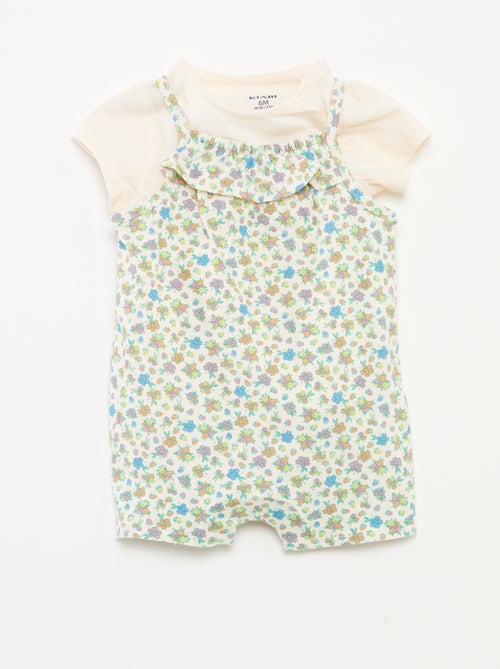 T-shirt + combishort à imprimé fleuri - 2 pièces - Kiabi