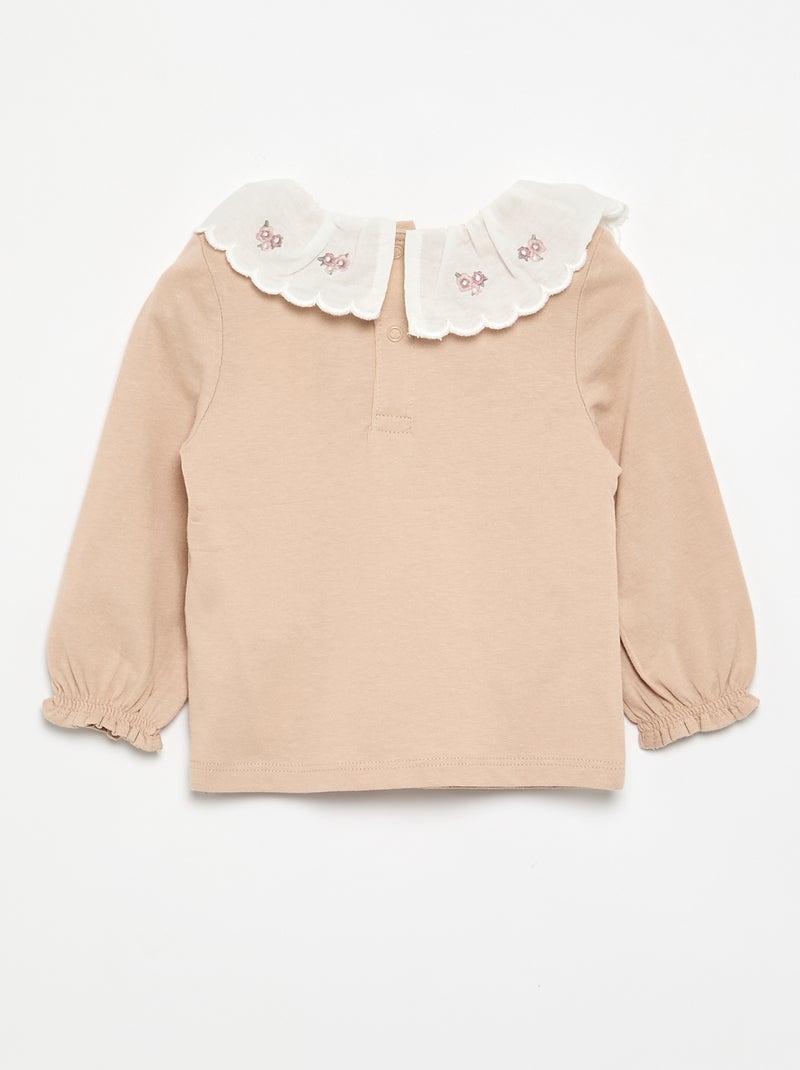 T-shirt con colletto Claudine Beige - Kiabi